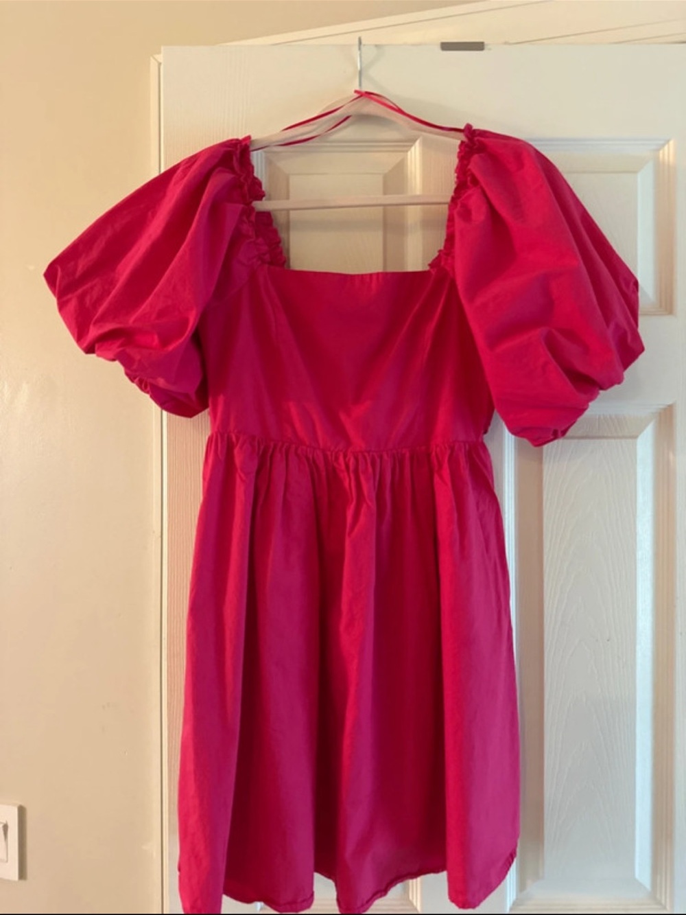 Sugarlips Fuchsia Puff-Sleeve Mini Dress